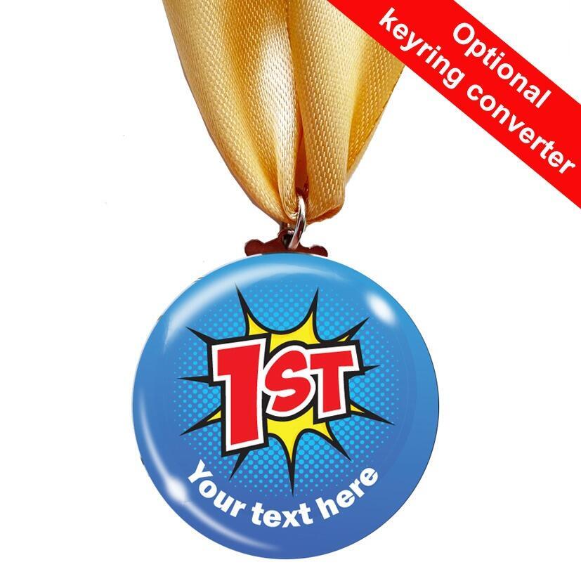 Custom Medals | Low Cost "1st" Place , Super Hero Design Winner Personalised Medals / Awards