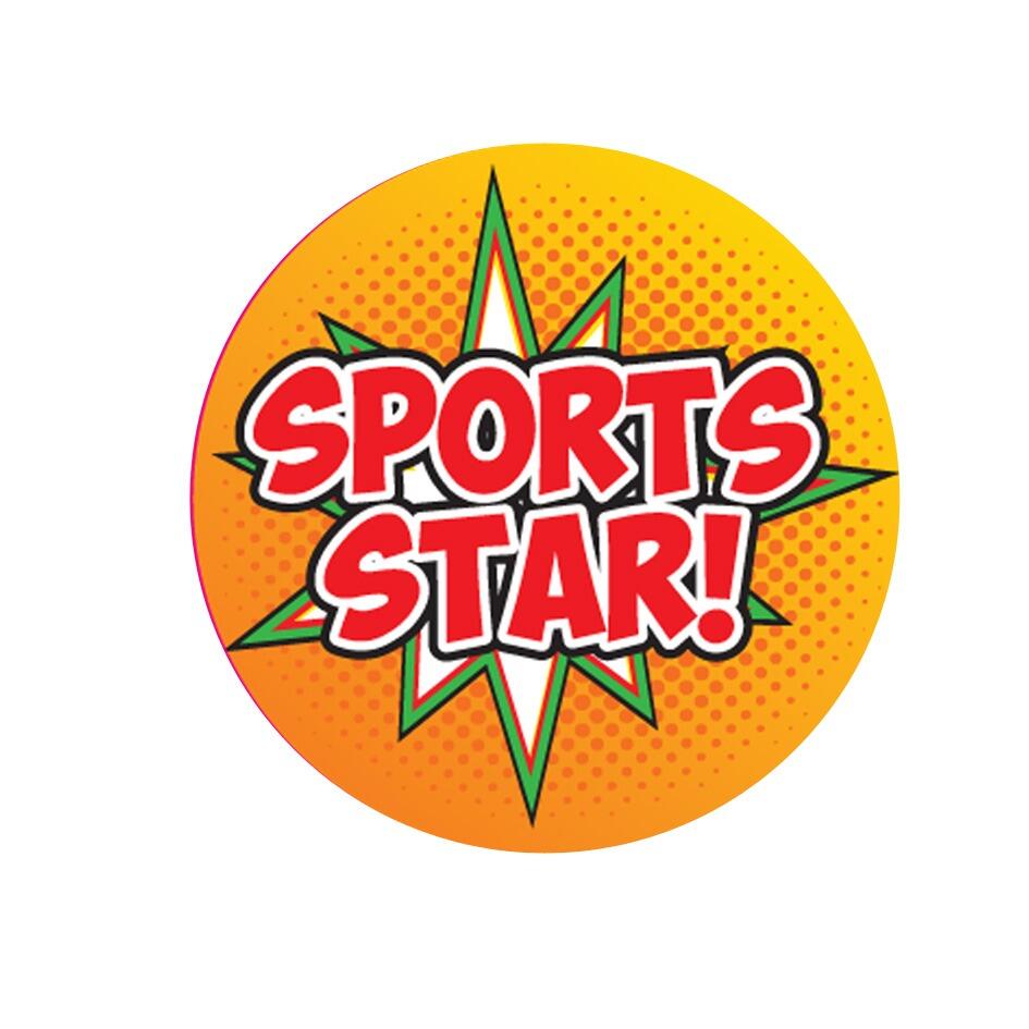 Sports Stickers | 72 x "Sports Star" Retro Design Reward Stickers for All Achievers / Participants