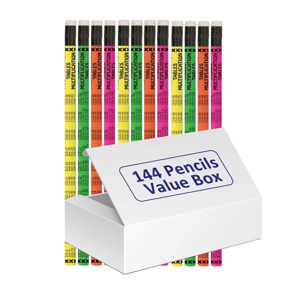 Maths Pencils | 144 x Times Tables Design HB Pencils. Great Low Cost Class Gifts, Prizes