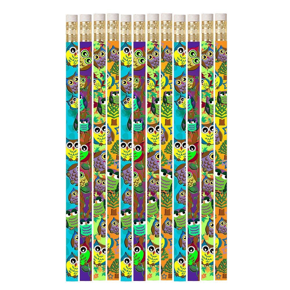 Pencils for Kids | 12 Wise Owl Coral Pencils. Great Low Cost, Practical Class Gifts, Prizes, Rewards