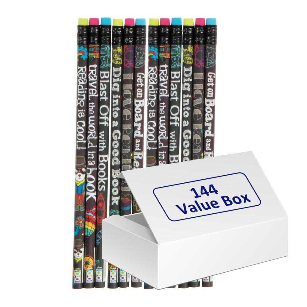 Teacher Reward Supplies | Bulk Class Gifts-Reading Rocks HB Pencils x 144 Value Box.