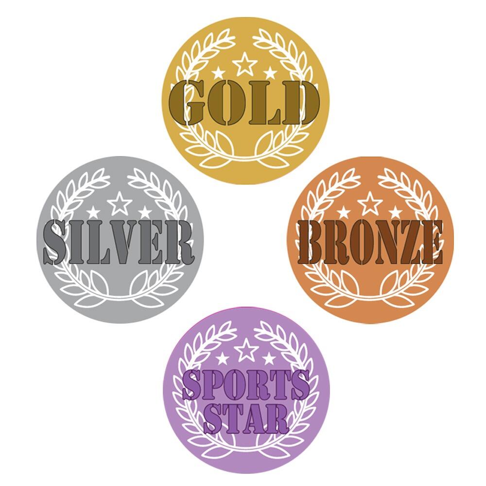 Reward Stickers | 162 Wreath Design Gold, Silver, Bronze, Sports Star Stickers. Mixed Pack