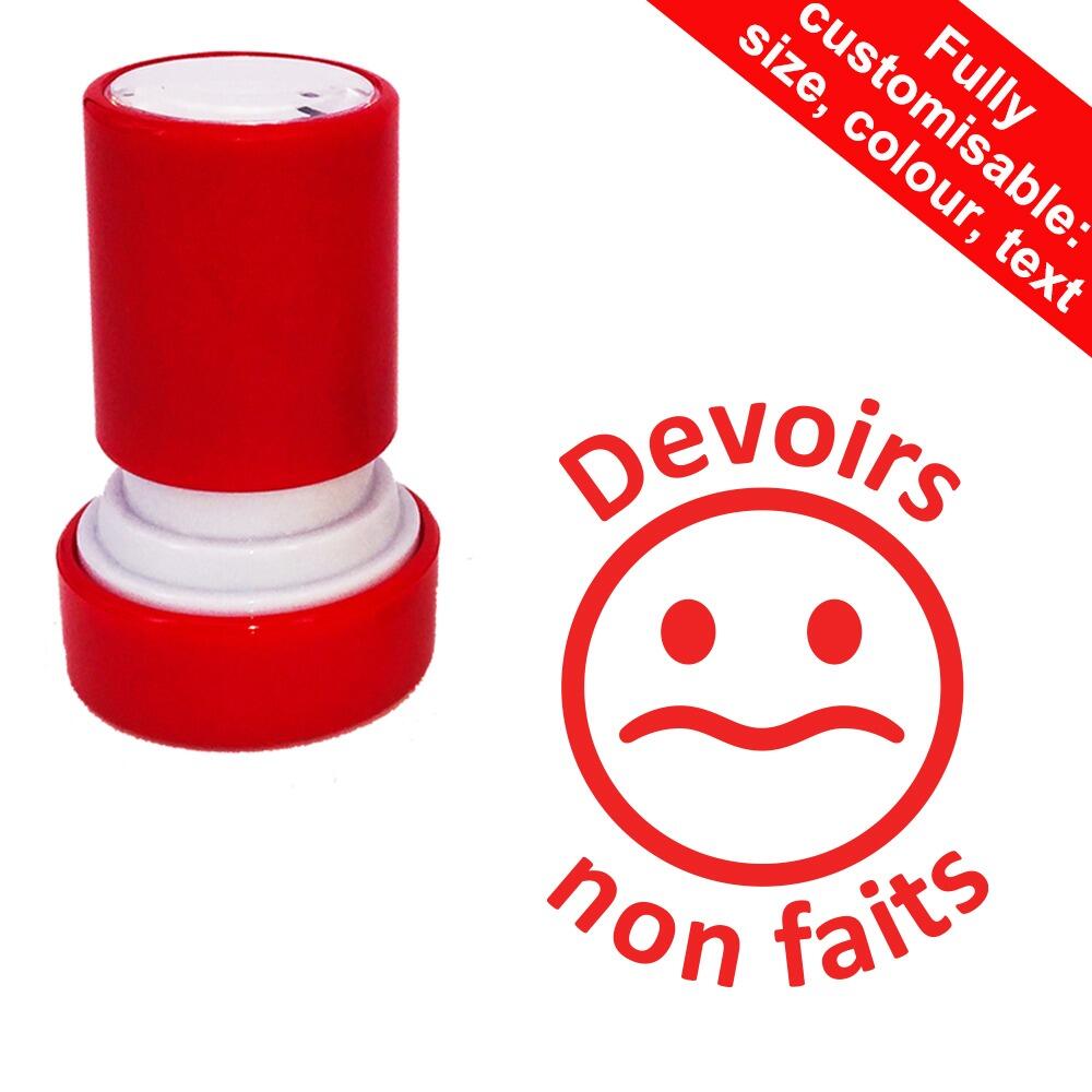 French Teacher Stamps | Devoirs non fait French Language Stamper 22mm Customise Colour/Size/Text
