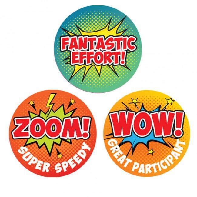 Reward Stickers | 108 Superhero Sports Stickers. 3 Colourful Designs for Sports Day/Sports Events
