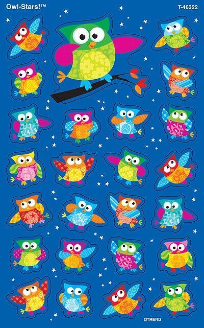 Teacher Stickers | 200 Wise Owl-Stars Shaped School Stickers (T46322).
