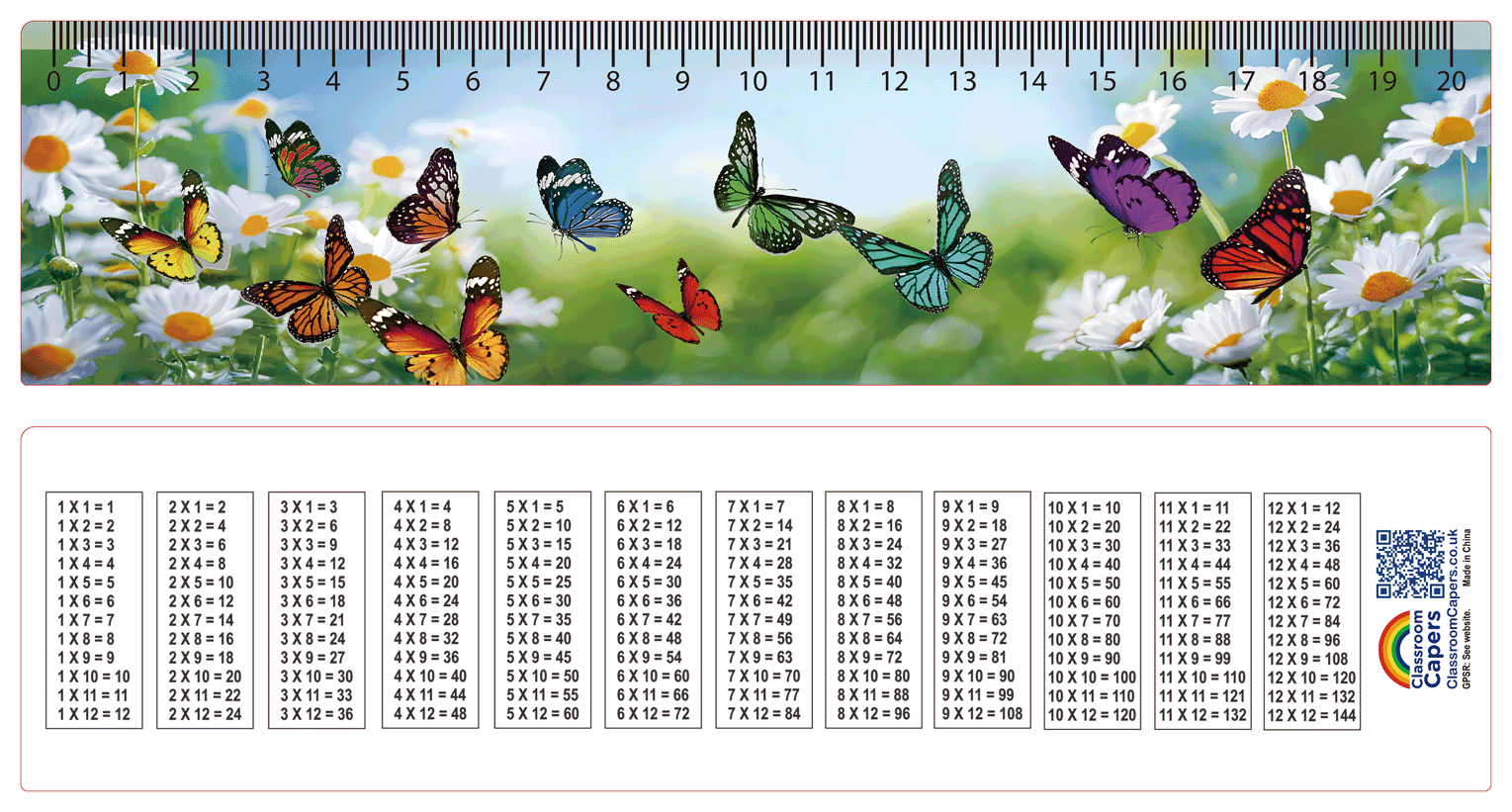 3D Ruler | Stunning 3D Butterfly Ruler plus Multiplication Tables. Perfect Bulk Pack, Low Cost Gifts