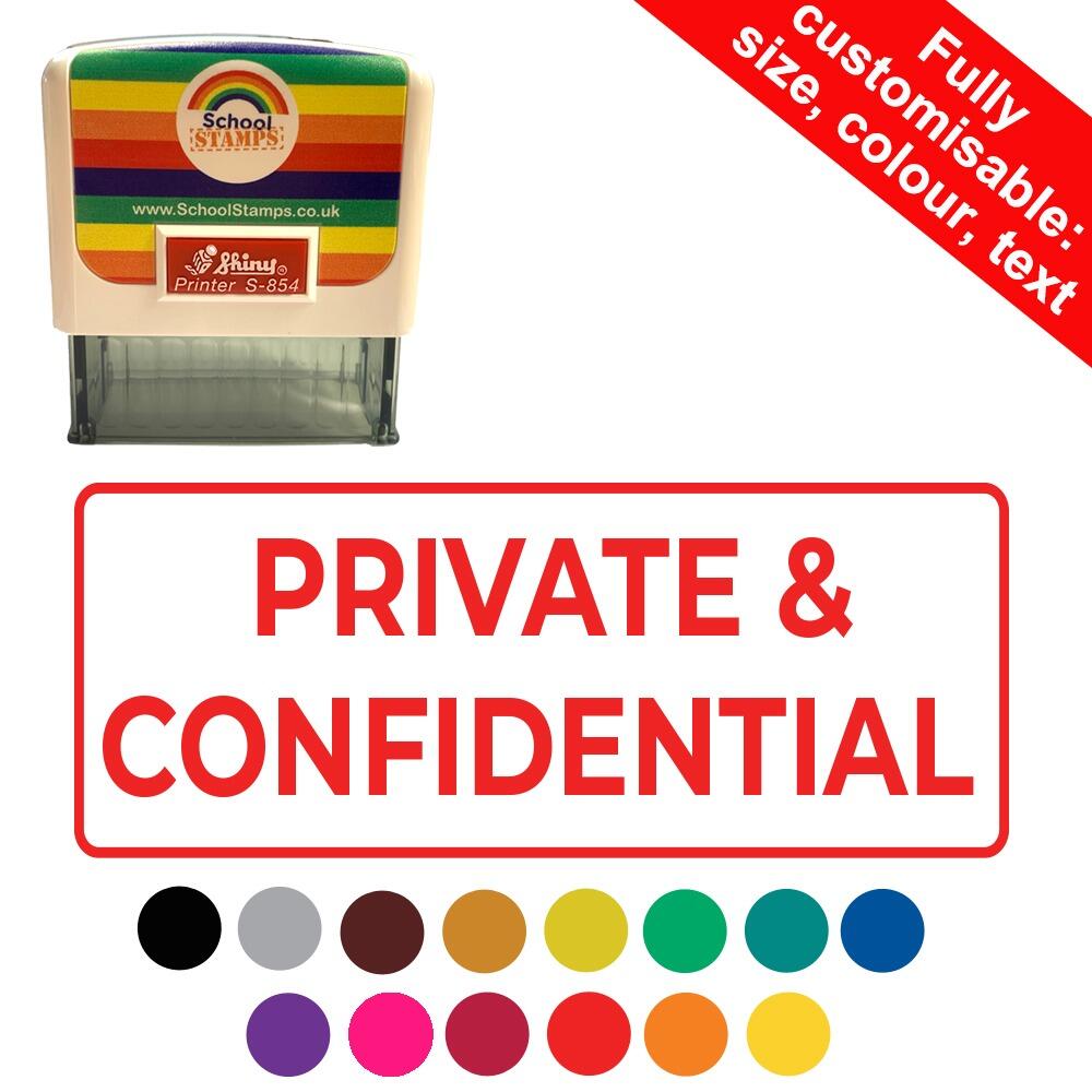 Office / Admin Stamps | Private and Confidential Stamper. Custom Options: Size, Font & Ink Colour
