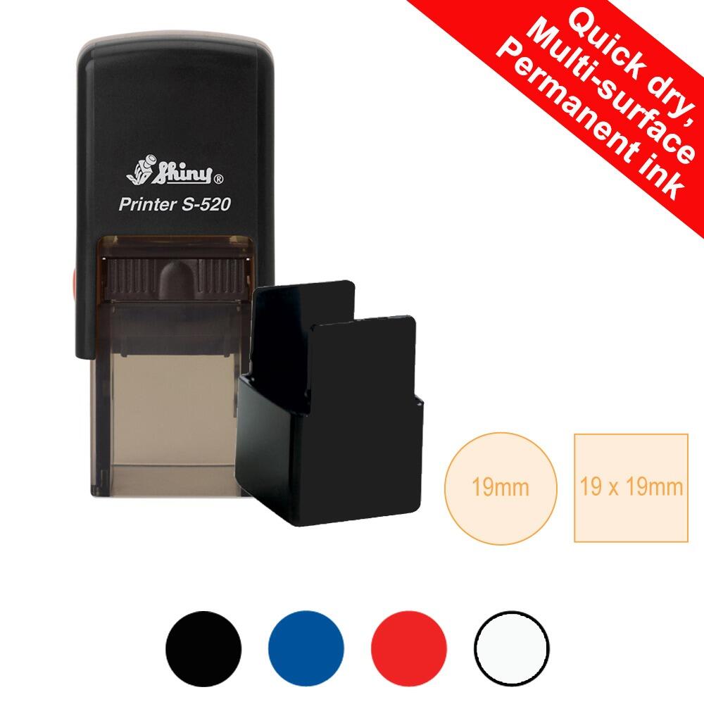 Custom Stamps | Multi-Surface, Permanent Ink Large Self-inking Stamp, Own Logo/Artwork 20x20mm S-520