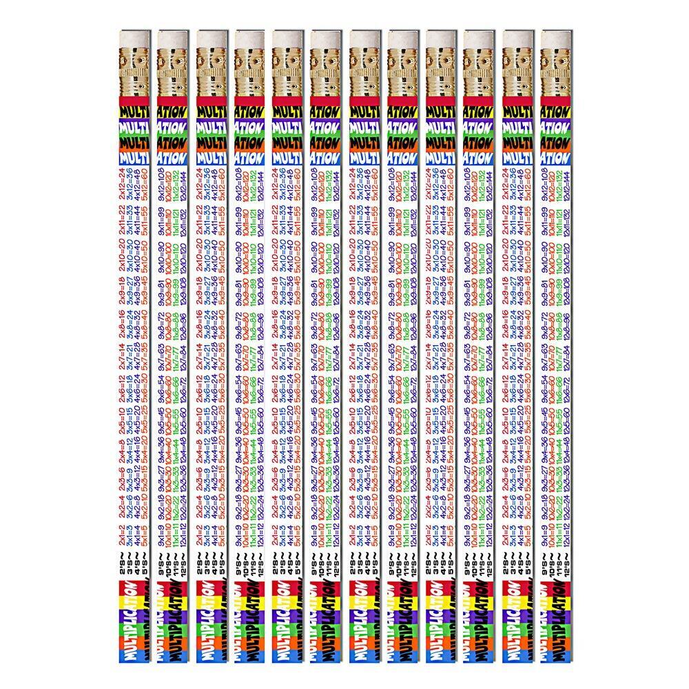 Maths Pencils | 12 x Multiplication Tables HB Pencils. Great Low Cost Class Gifts, Prizes, Rewards