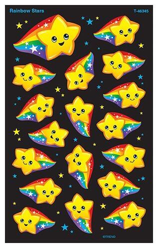 Kids Stickers | 144 Large Rainbow Star Design SuperShape Stickers (T46345)