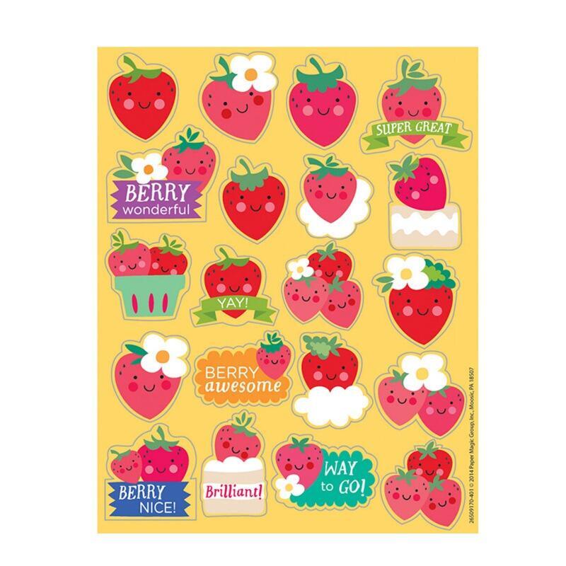 Smelly Stickers | 80 x Strawberry Scented Fruit Reward Stickers, Range of Fun Designs