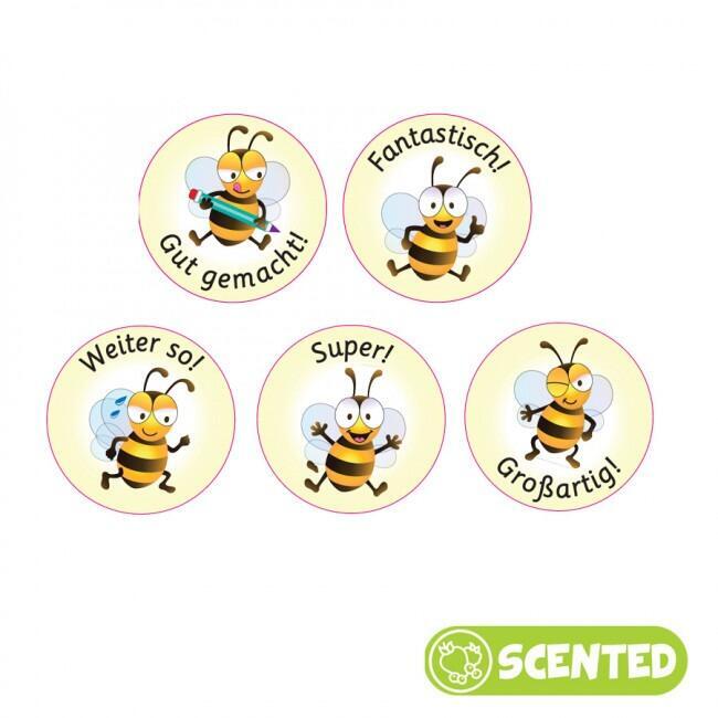 Scented Stickers | 90 Bee Design, Honey Scent, Smelly German Reward Stickers for Teachers
