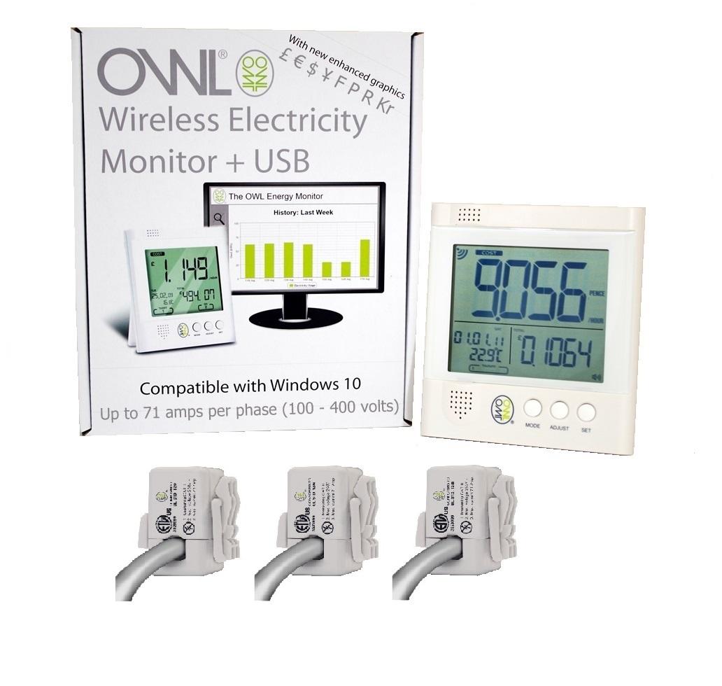 OWL +USB CM160 Three Phase Electricity Monitor (Max 71 Amp Per Phase, 100-250v)