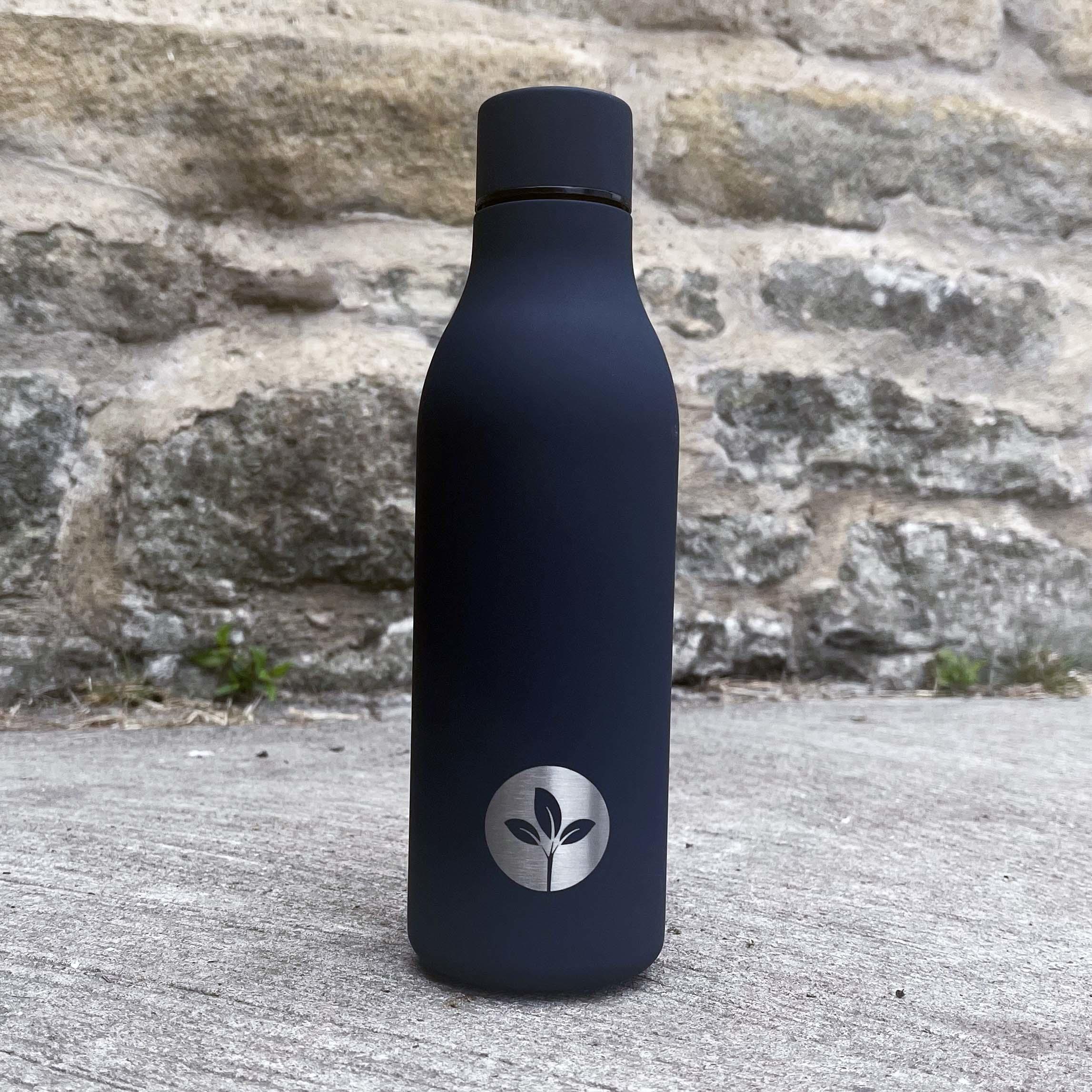 Cherish Planet Soft-Touch Stainless Steel Water Bottle 550ml Black