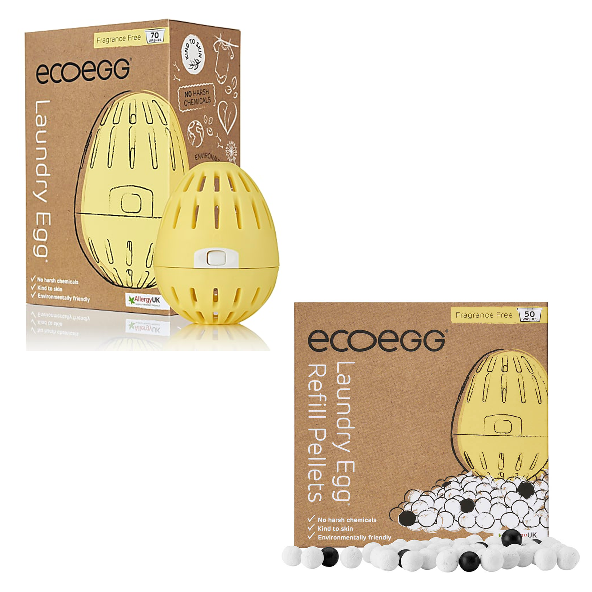 ecoegg Laundry Egg & Refill Pellet Bundle Fragrance Free
