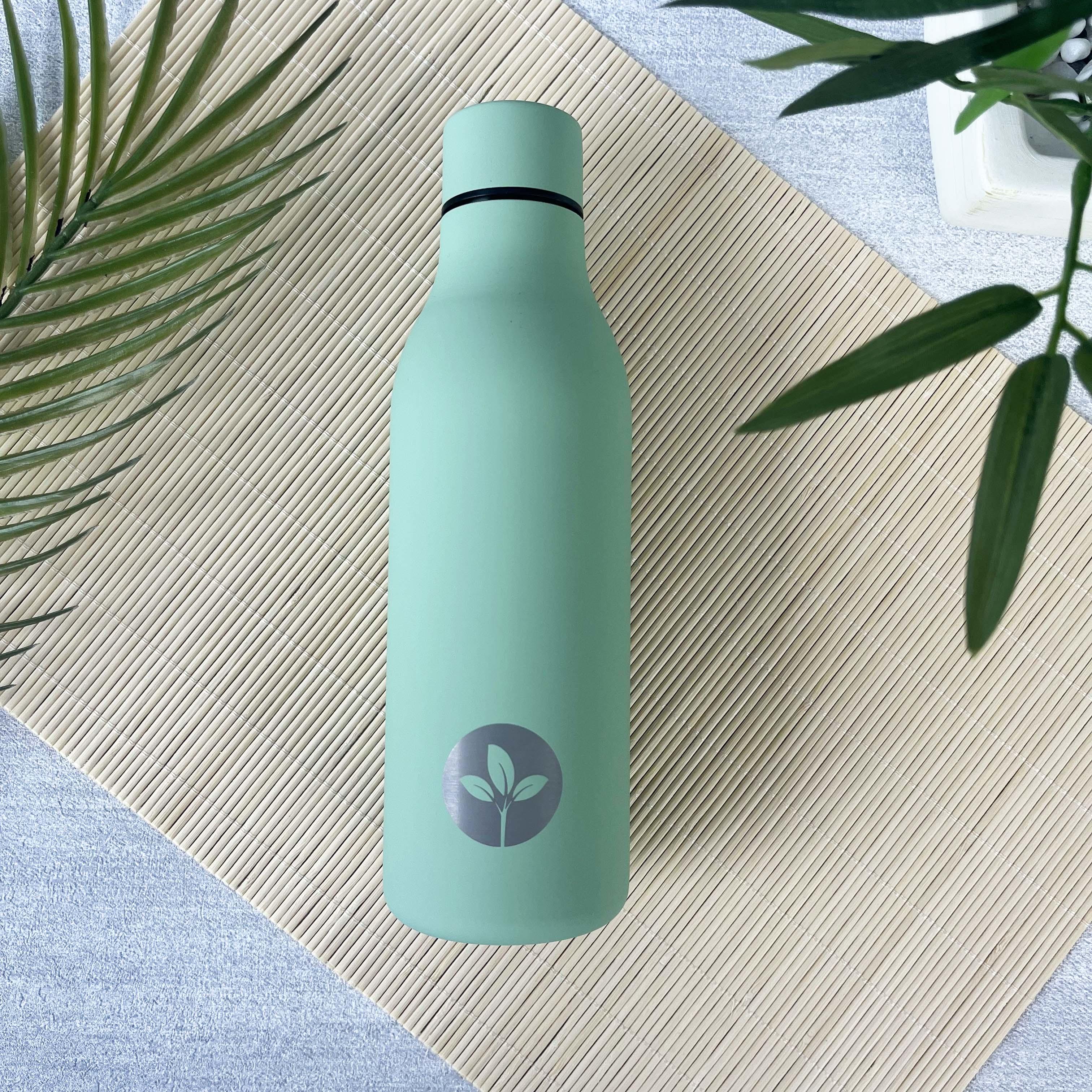Cherish Planet Soft-Touch Stainless Steel Water Bottle 550ml Green