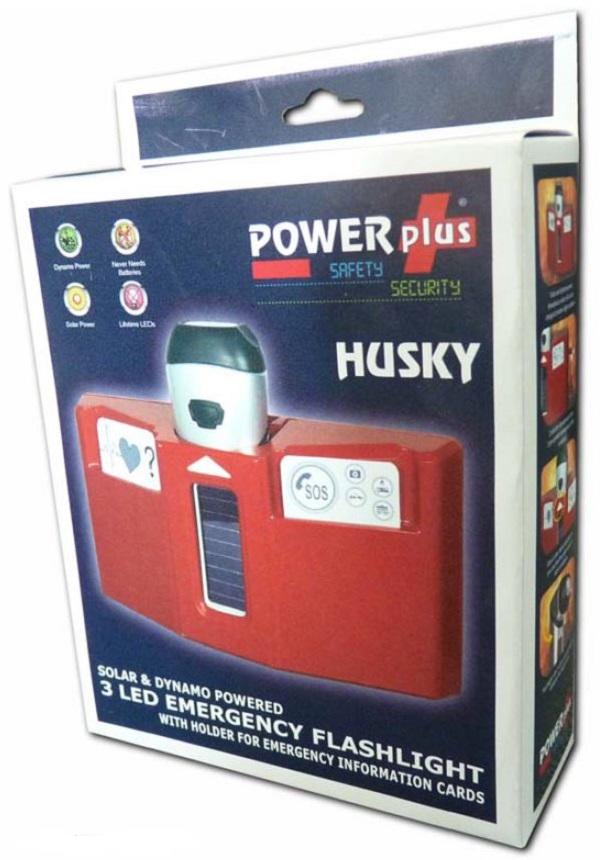 Powerplus Husky Solar & Dynamo Emergency Flashlight With Wall Holder