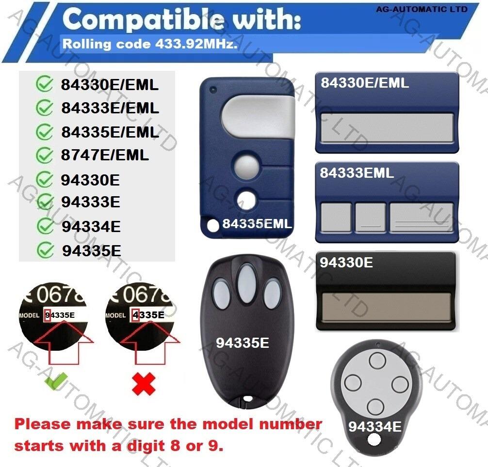 Garage remote control for Chamberlain/Motorlift/Liftmaster/ 84330E ...