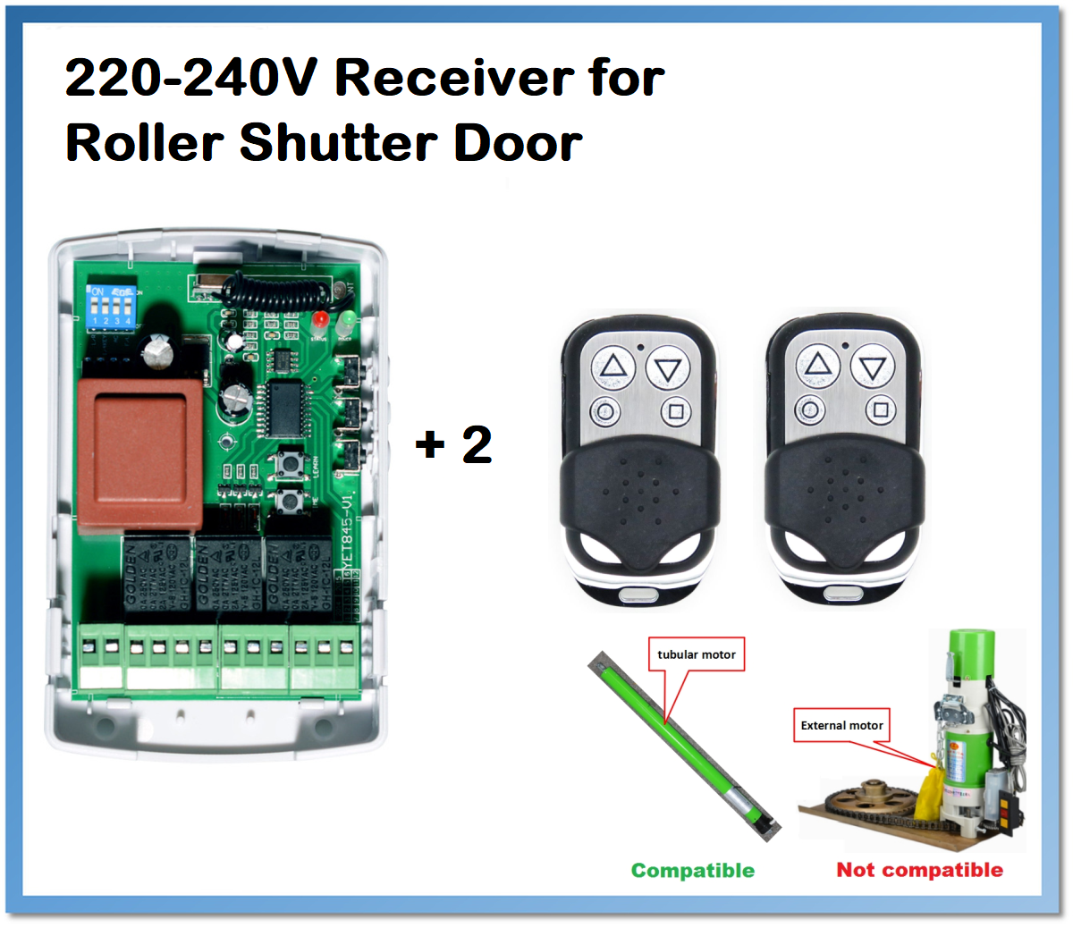 Garage Roller Shutter Door Remote Control System 220240V & 2 Handsets