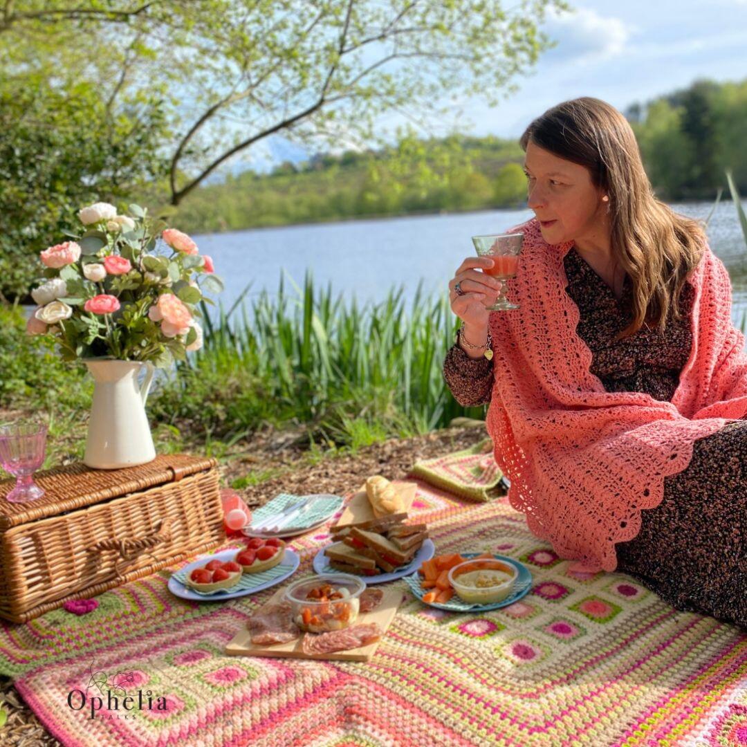 Patchwork picnic blanket at a picnic
