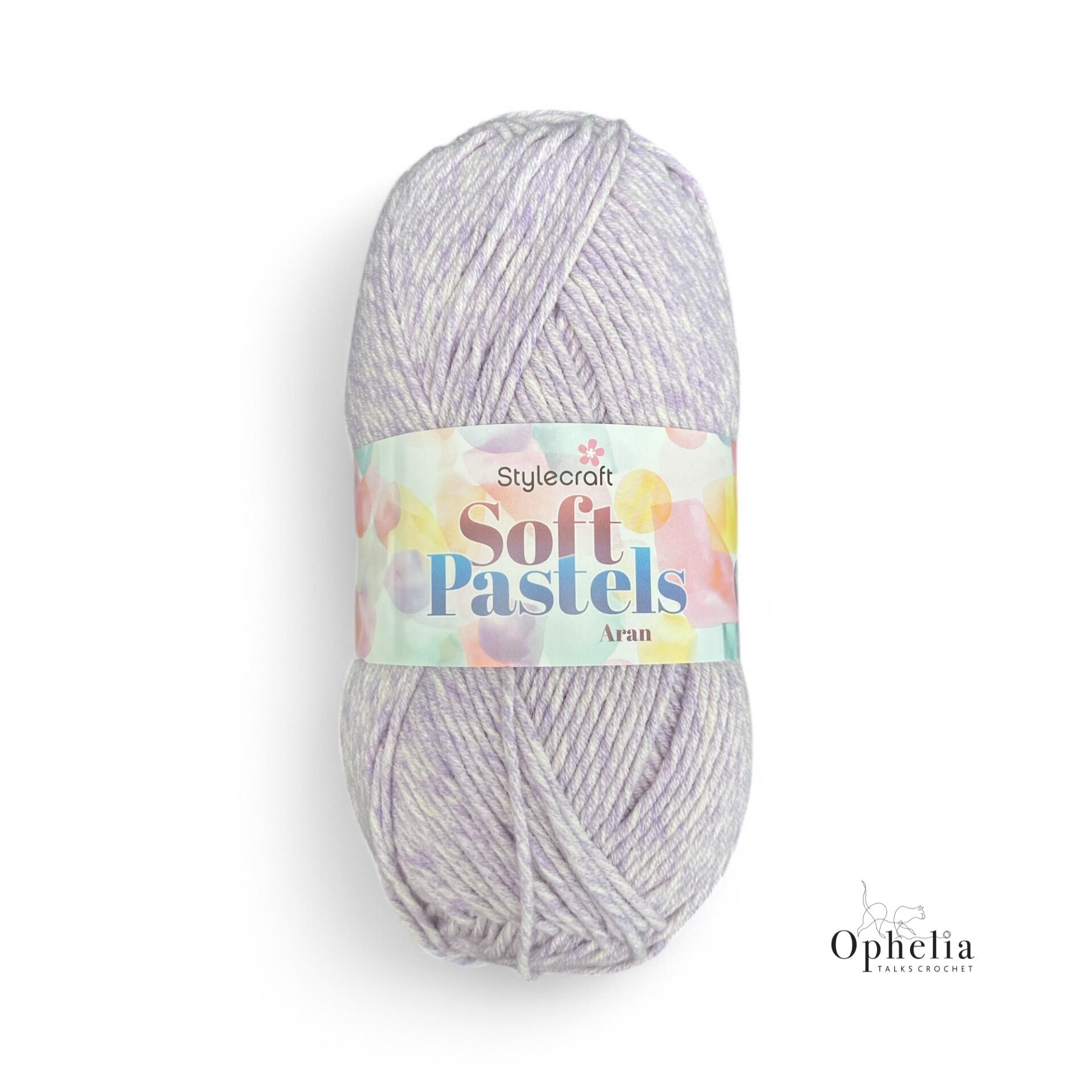 Close-up of Stylecraft Soft Pastels Aran yarn in Blackberry (5652), showcasing its soft lavender color with subtle berry undertones and smooth texture.