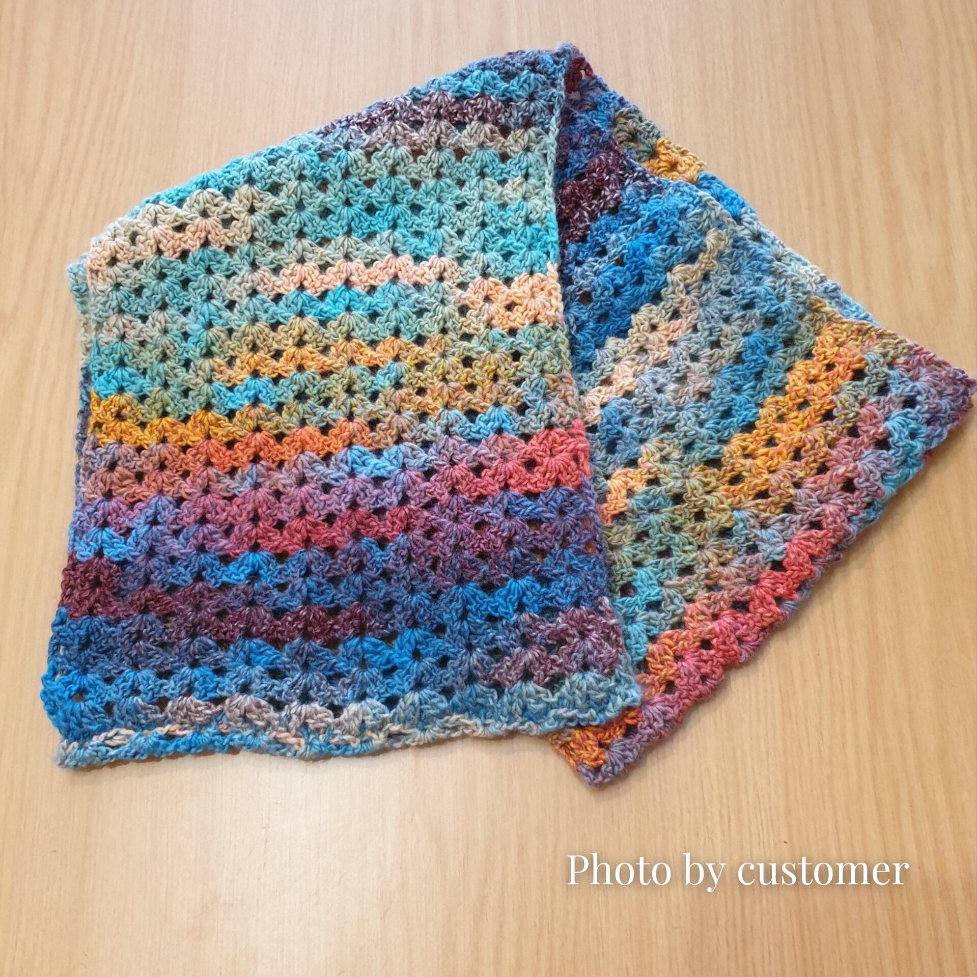 scarf made by customer in the colour EM06 happy