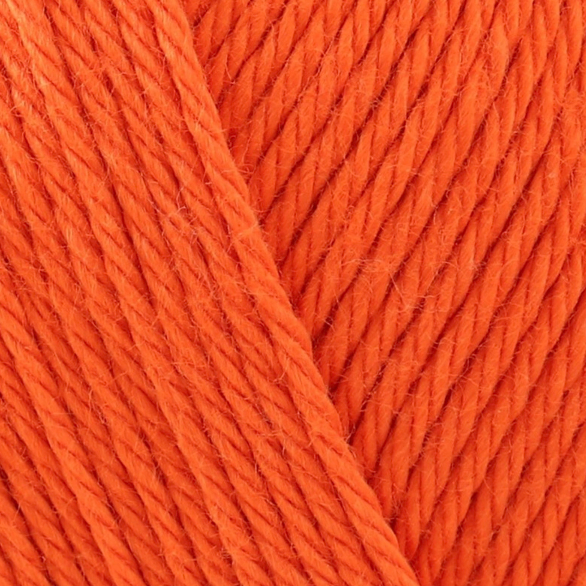 James C. Brett It’s Pure Cotton DK yarn Jaffa IC14, 100% cotton DK yarn texture in a bright orange shade.
