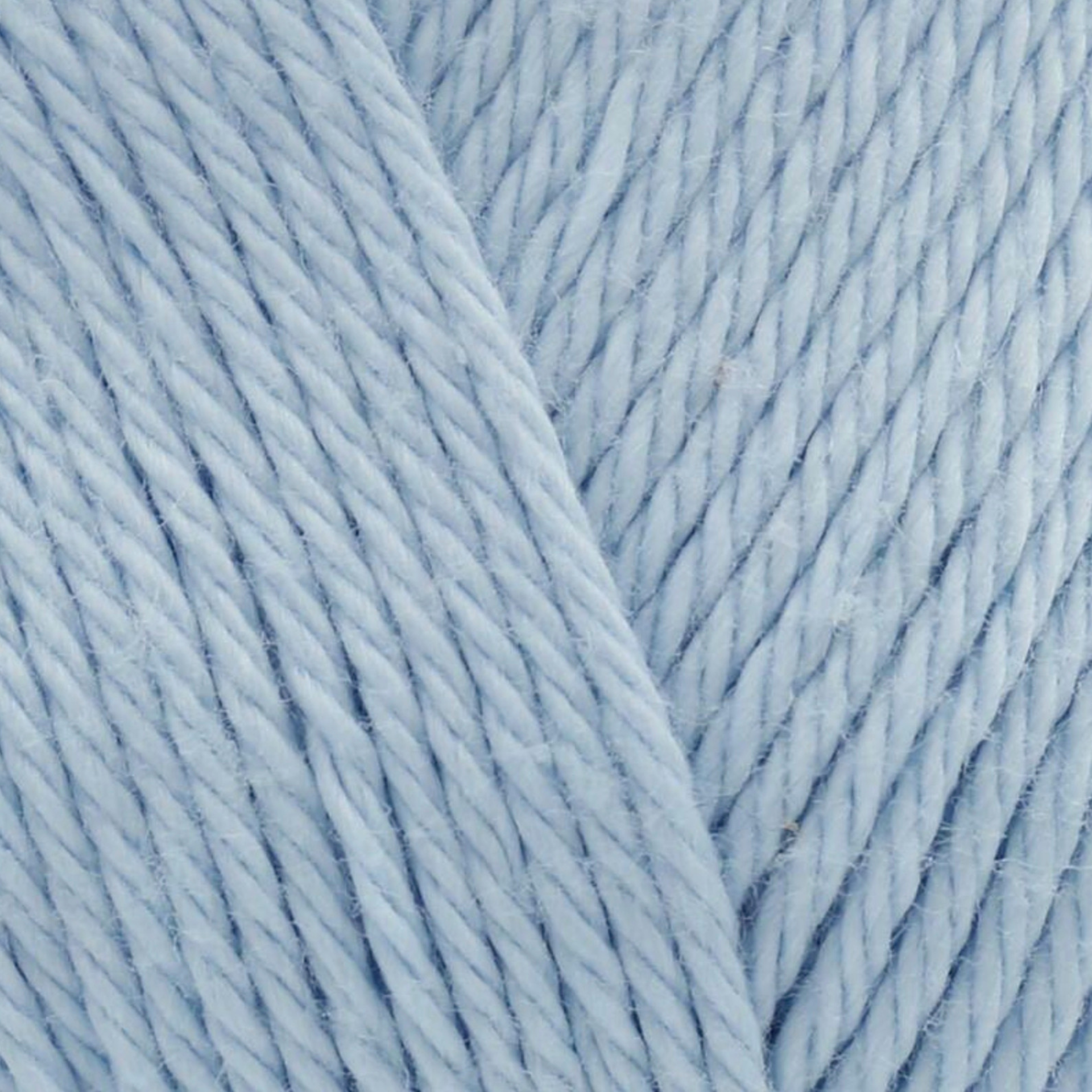James C. Brett It’s Pure Cotton DK yarn Cool Blue IC36, 100% cotton DK yarn texture in a soft pale blue shade.