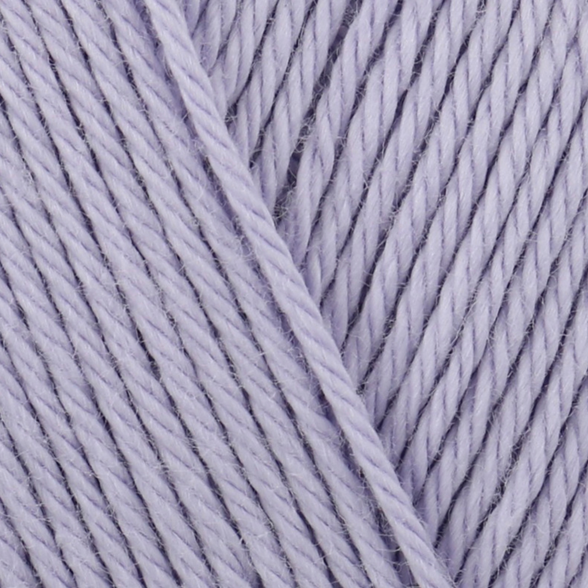 James C. Brett It’s Pure Cotton DK yarn Lilac IC03, 100% cotton DK yarn texture in a soft pastel purple shade.