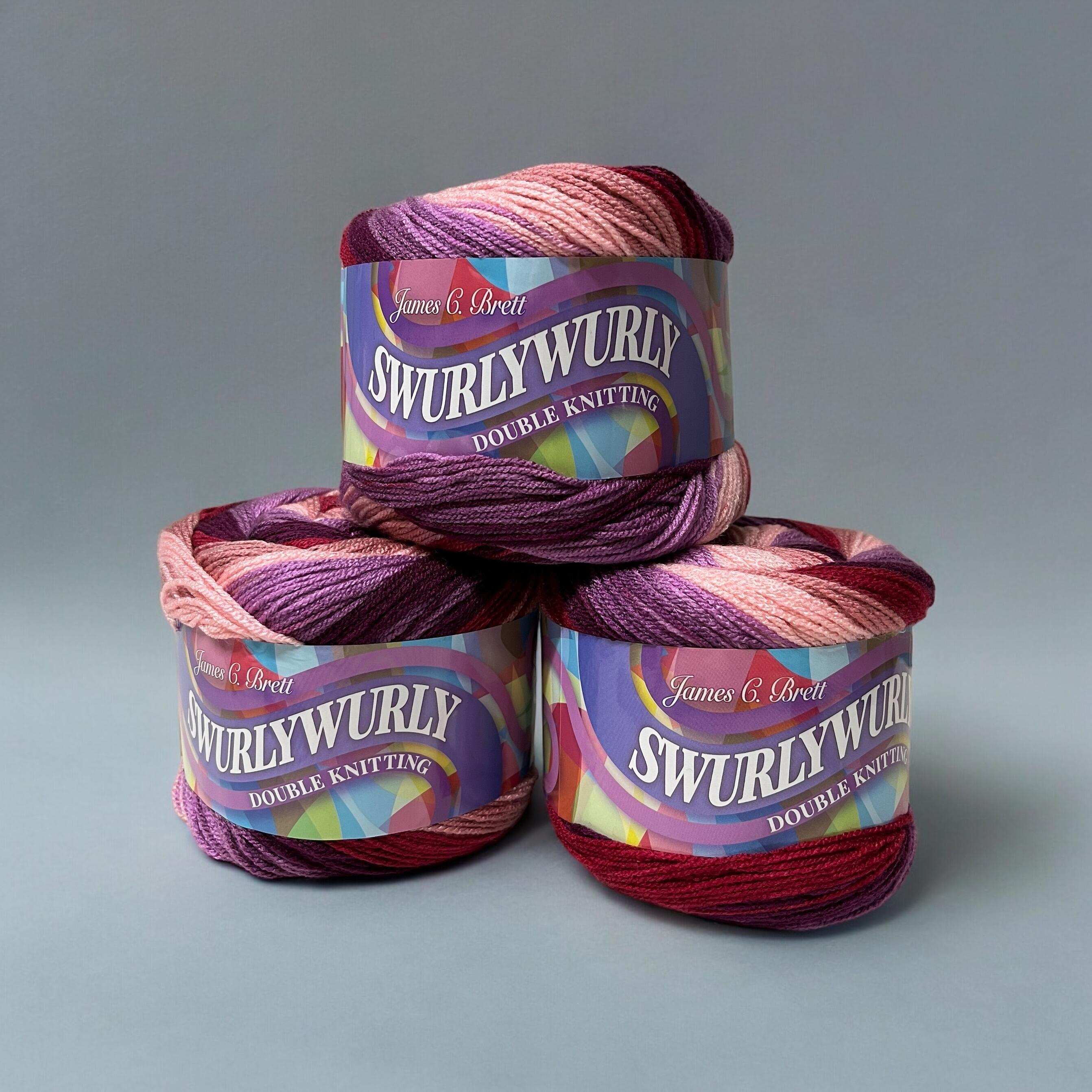 3 skeins of Swurlywurly wild berries on top of each other