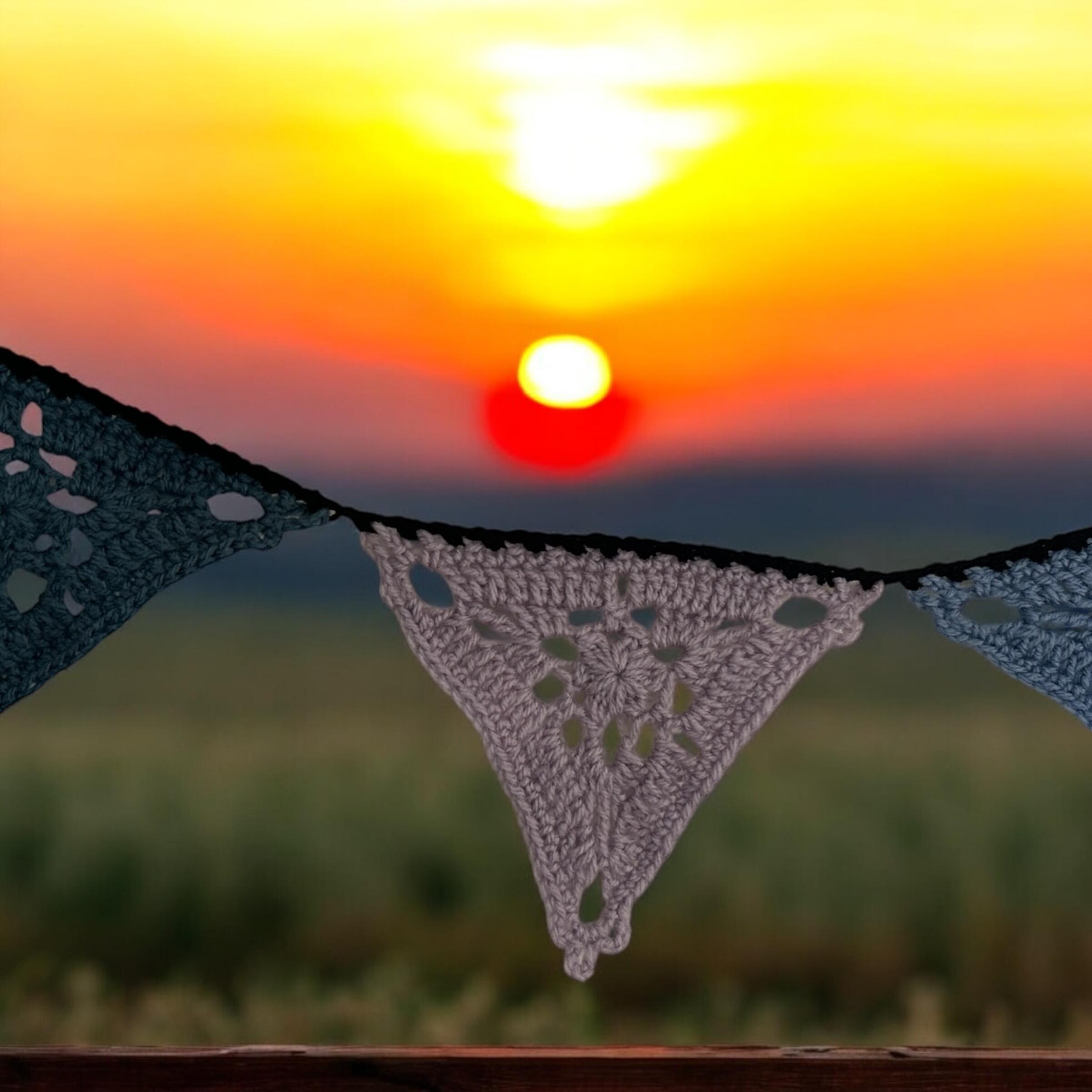Ornamental bunting at sunset
