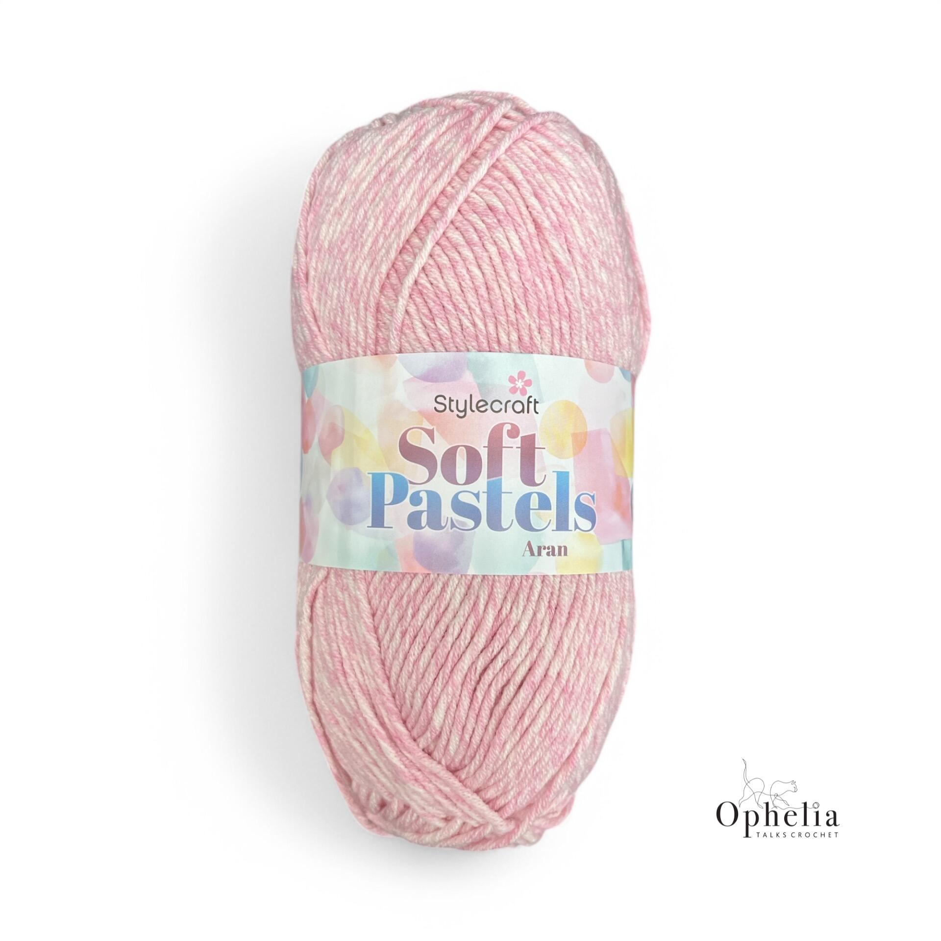 Close-up of Stylecraft Soft Pastels Aran yarn in Lychee (5655), showcasing its soft pastel pink color with subtle white undertones and smooth texture.