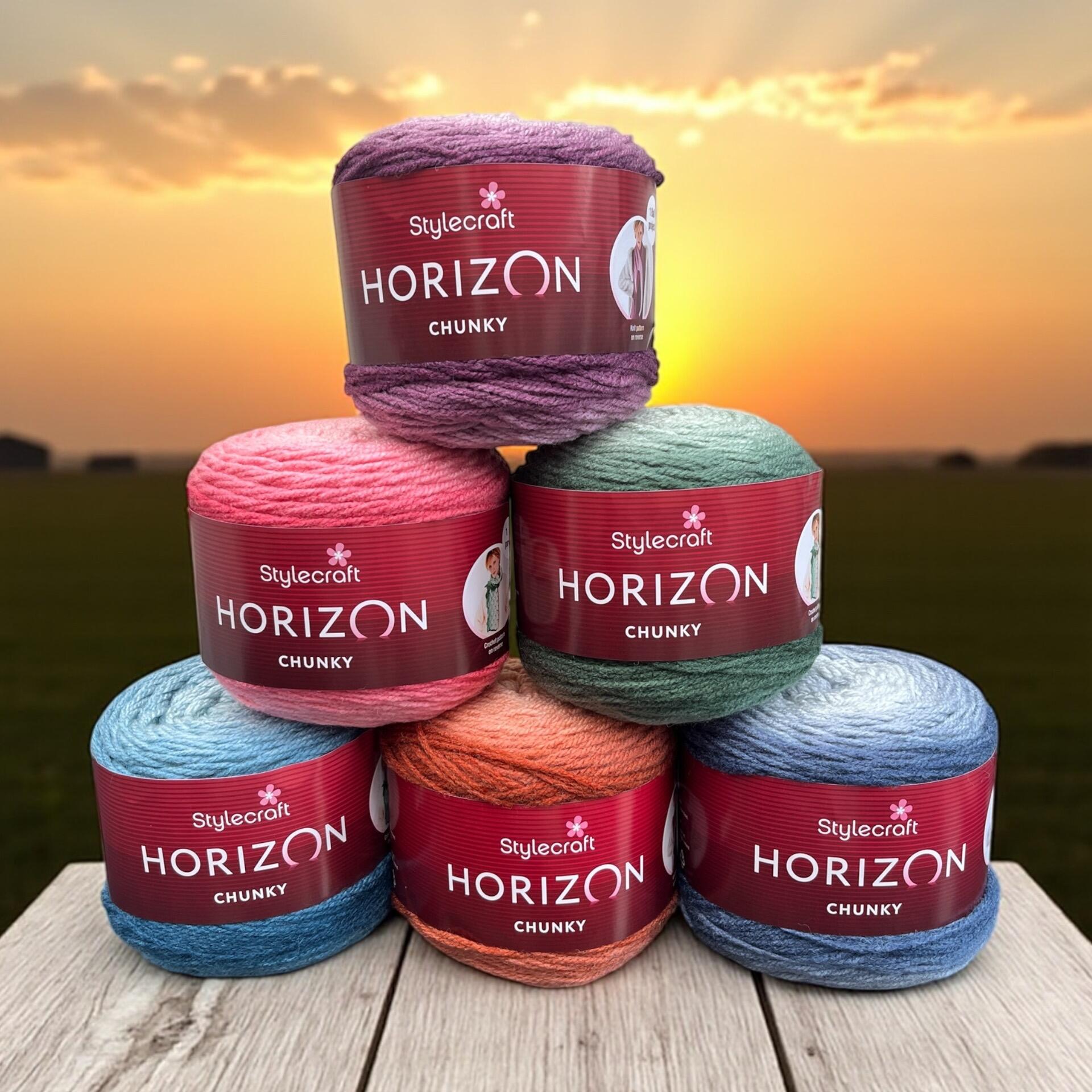 stylecraft horizon chunky gradient yarn collection of cakes stacked together