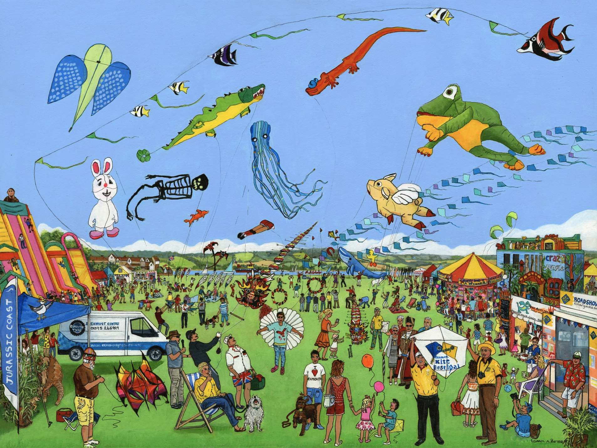 Kite festival painting created by Lorna Porter