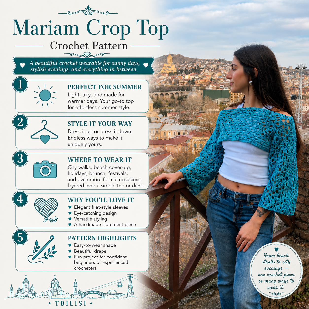 Mariam Cropped Top Crochet Pattern PDF | Ophelia Talks Crochet