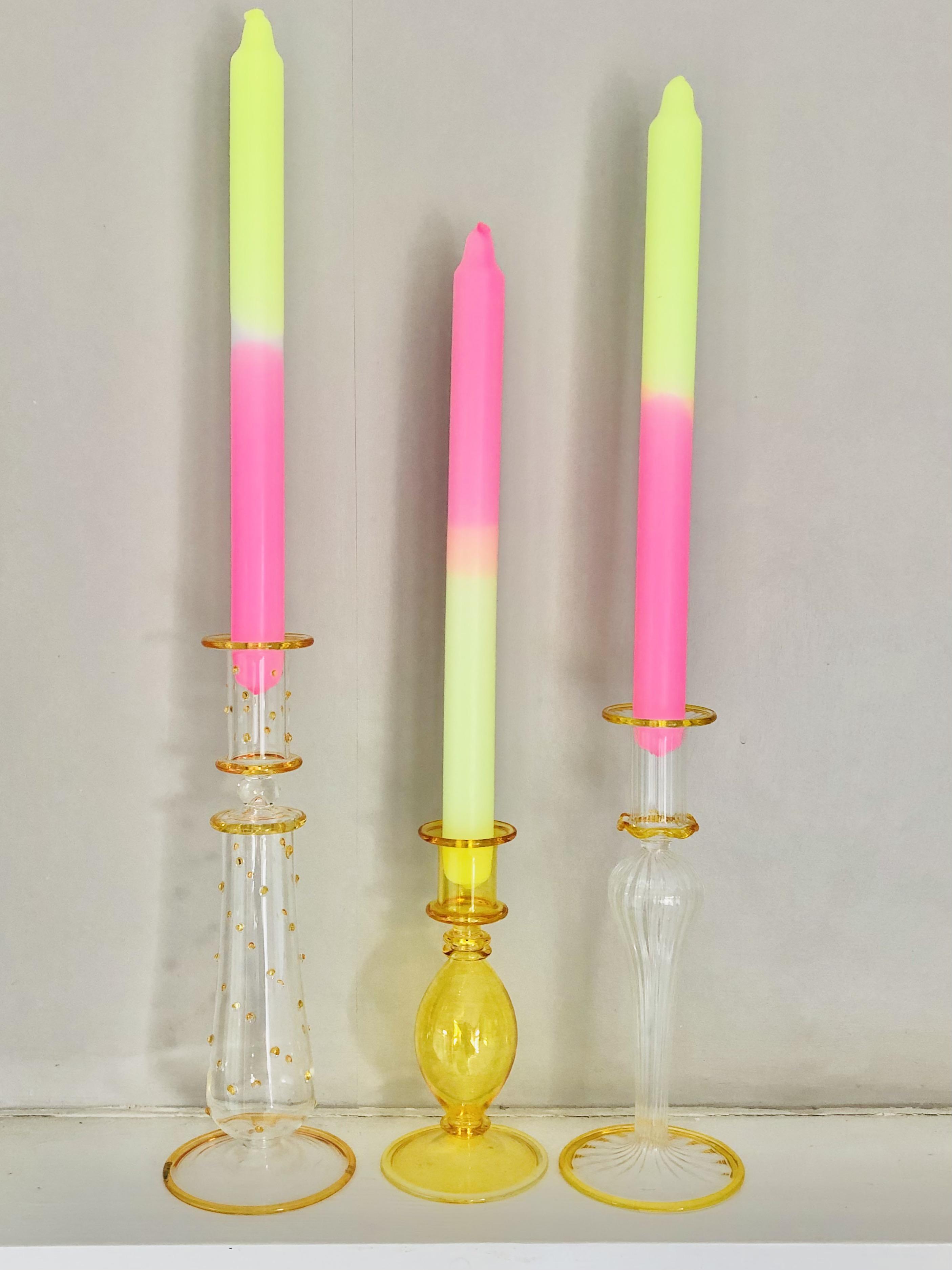 Vida de Verano Colour Glass Frilled Candlestick