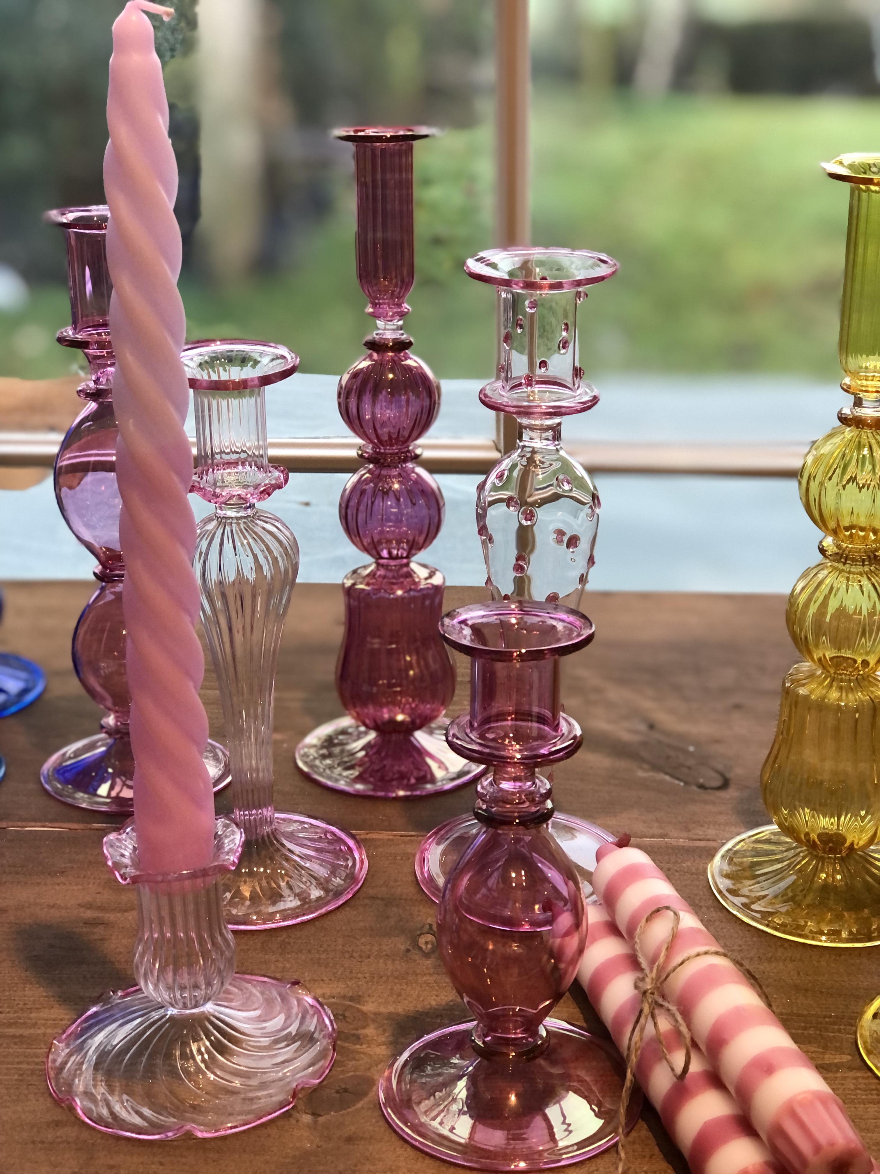 Vida de Verano Colour Glass Frilled Candlestick