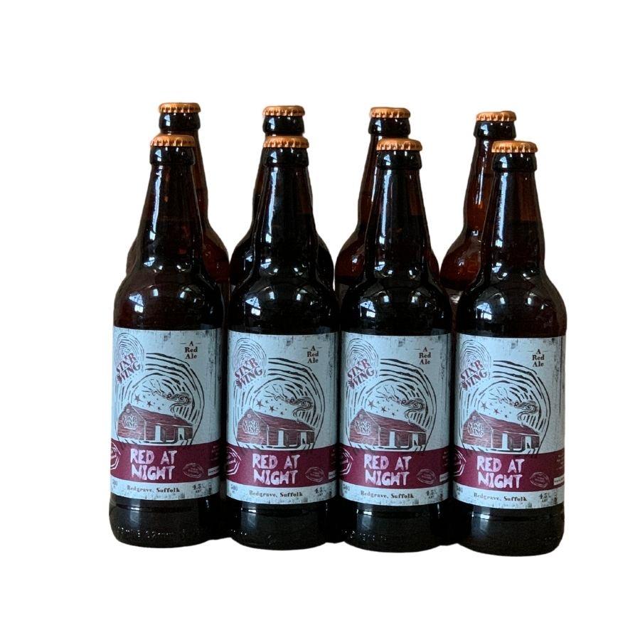 A case of 8 500ml bottles of delicious Star Wing Brewery's Red at Night, 4.5% Red Ale