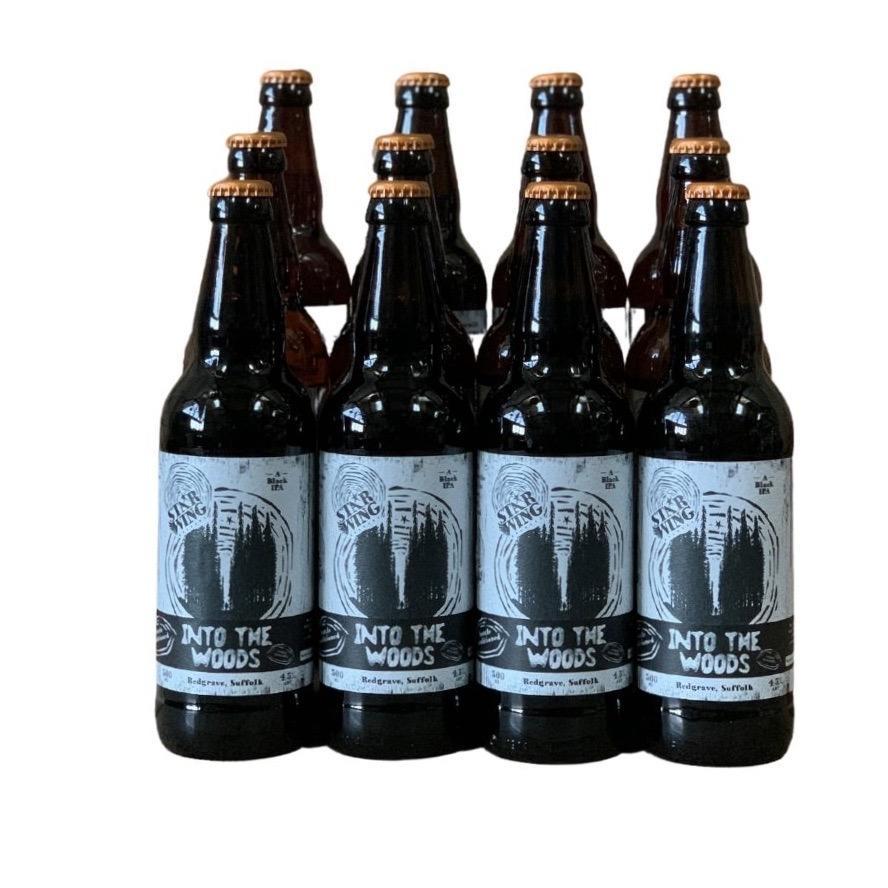 A case of 12 500ml bottles of delicious Star Wing Brewery's Into the Woods, 4.5% Black IPA