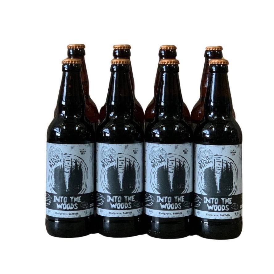 A case of 8 500ml bottles of delicious Star Wing Brewery's Into the Woods, 4.5% Black IPA
