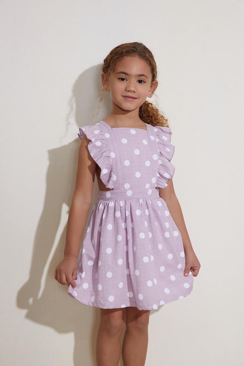 Newness Kids Girls Purple Polka Dot Summer Dress