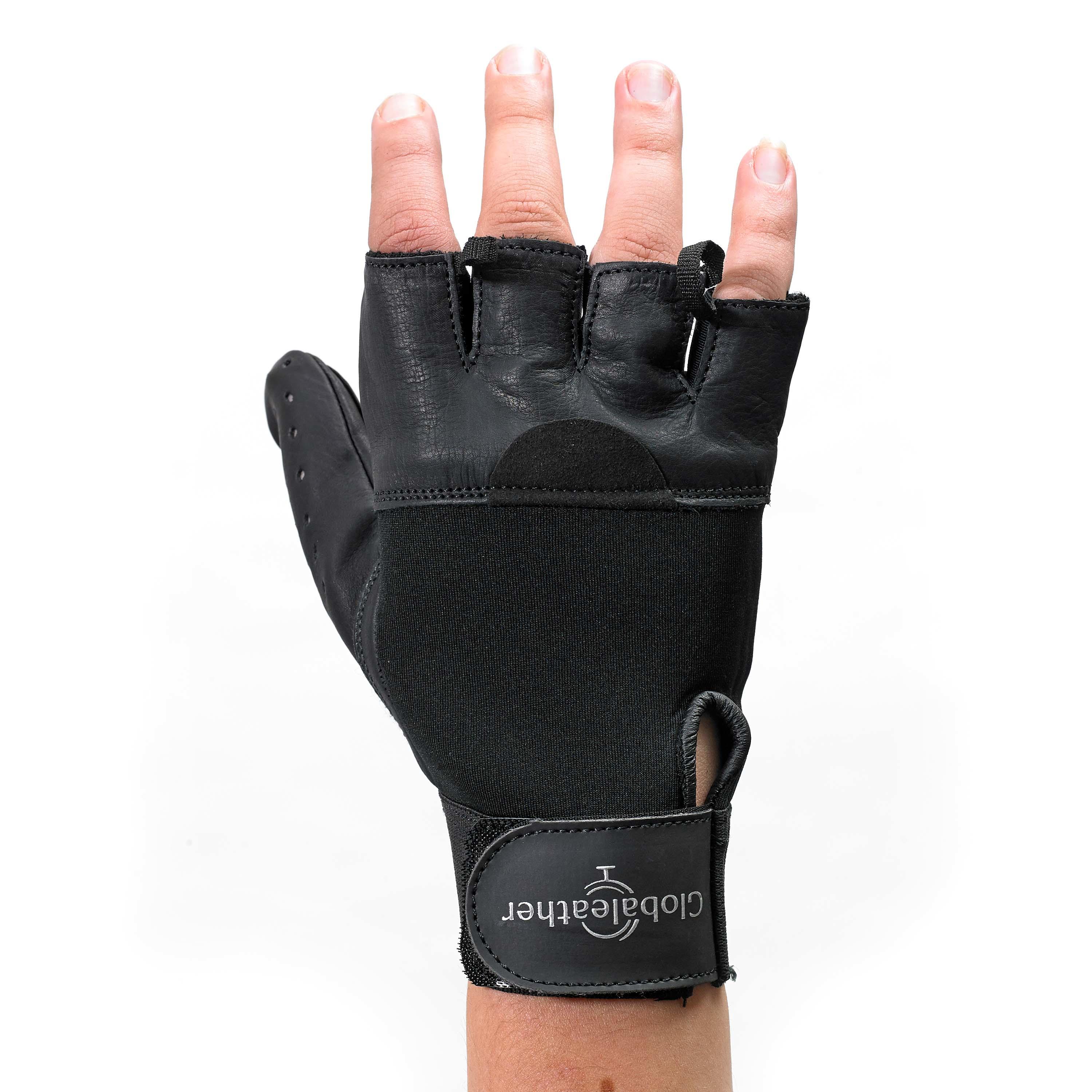 Classic Fingerless Leather Wheelchair Gloves Back