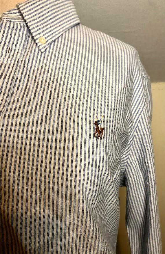 ralph lauren striped knit oxford shirt