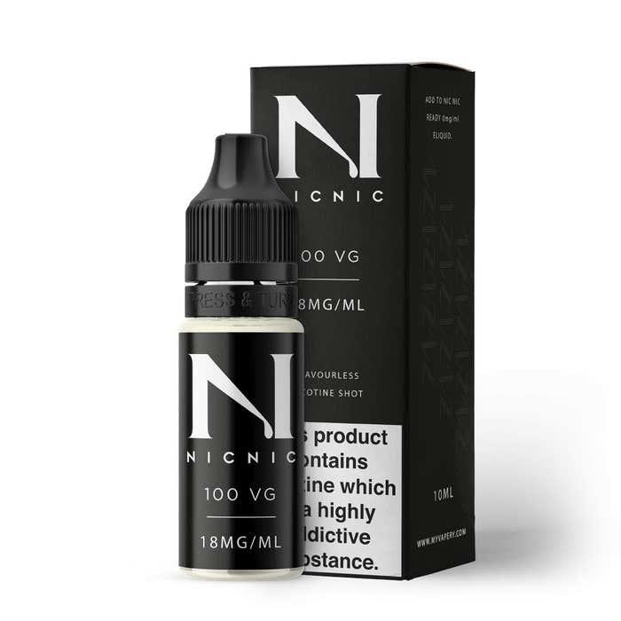 a bottle of 100% VG nicotine shot made by NicNic