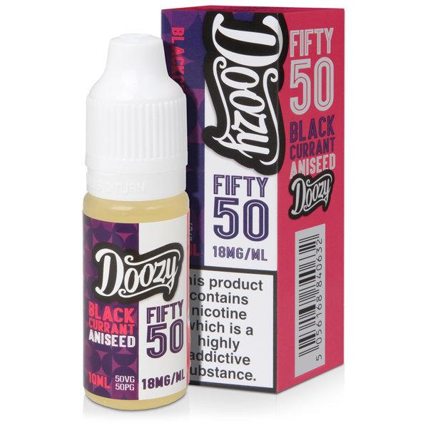 blackcurrant & aniseed eliquid in a 10ml bottle made by doozy
