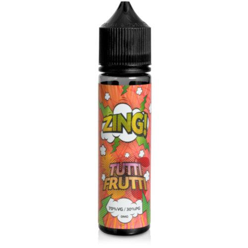 A bottle of Tuitti Fruitti eliquid made by zing