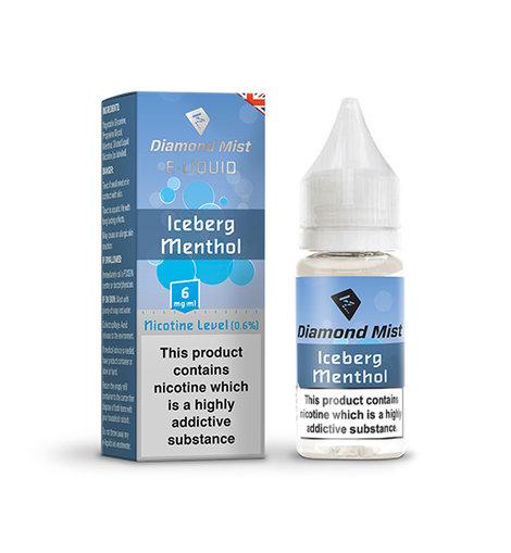 A bottle of 10ml eliquid iceberg flavour menthol by Diamond mist