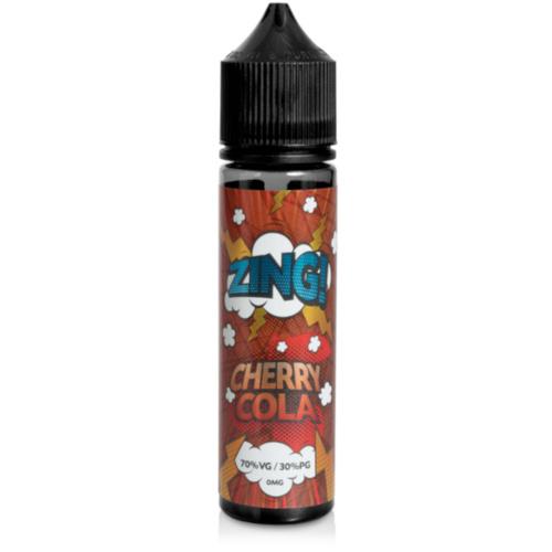 a bottle of zing eliquid cherry cola flavour