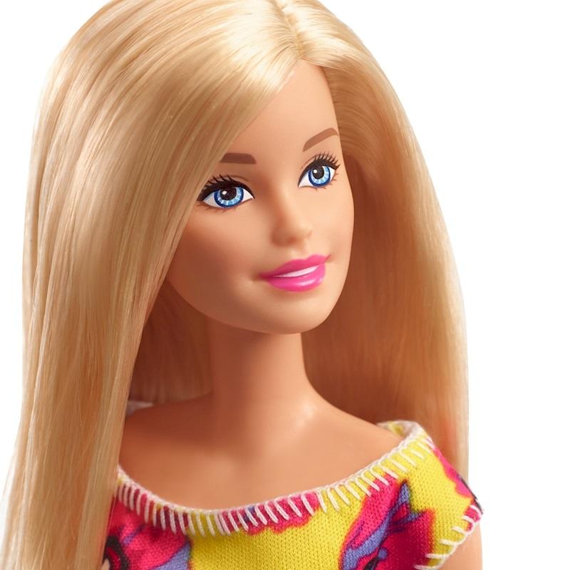 Barbie Yellow Floral Dress Blonde Doll2