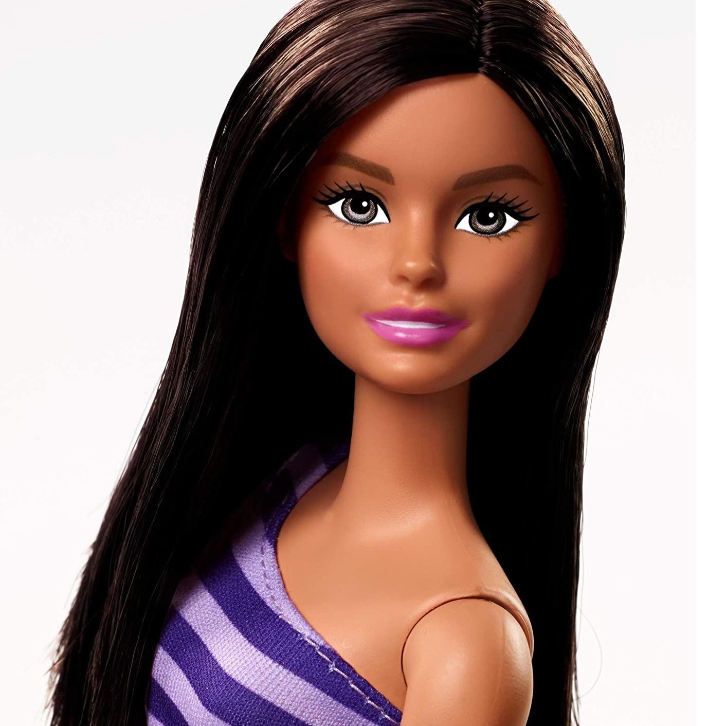 Barbie Glitz Purple Dress Brunette Doll2